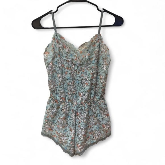 Victoria's Secret Tops - Victoria's Secret Blue and Orange Lace Romper